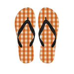 Burnt Orange And White Check Print Flip Flops