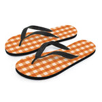 Burnt Orange And White Check Print Flip Flops