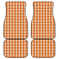Burnt Orange And White Check Print Front and Back Car Floor Mats