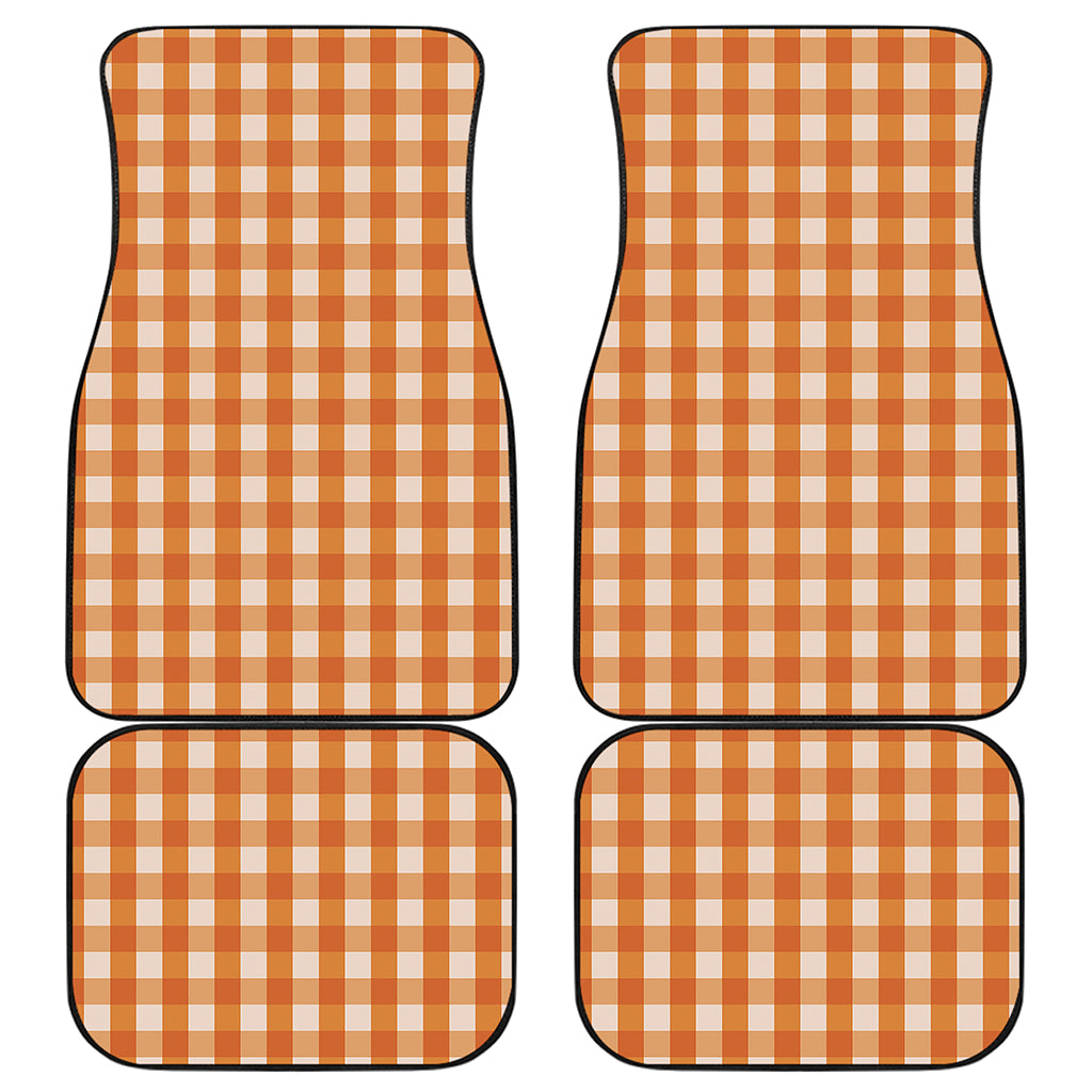 Burnt Orange And White Check Print Front and Back Car Floor Mats