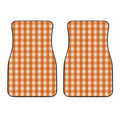 Burnt Orange And White Check Print Front Car Floor Mats