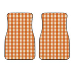 Burnt Orange And White Check Print Front Car Floor Mats