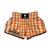 Burnt Orange And White Check Print Muay Thai Boxing Shorts