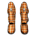 Burnt Orange And White Check Print Muay Thai Shin Guards