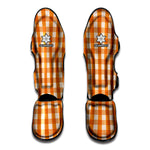 Burnt Orange And White Check Print Muay Thai Shin Guard