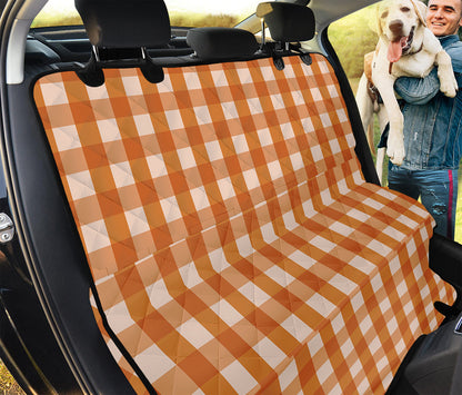 Burnt Orange And White Check Print Pet Car Back Seat Cover