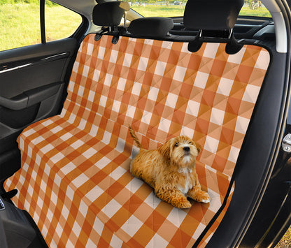 Burnt Orange And White Check Print Pet Car Back Seat Cover