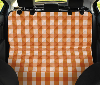 Burnt Orange And White Check Print Pet Car Back Seat Cover