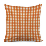 Burnt Orange And White Check Print Pillow Cover