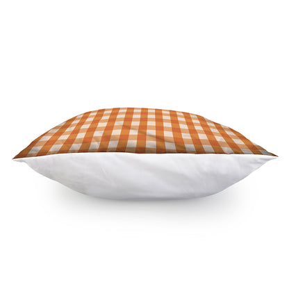 Burnt Orange And White Check Print Pillow Cover