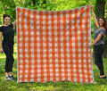 Burnt Orange And White Check Print Quilt