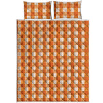 Burnt Orange And White Check Print Quilt Bed Set