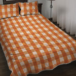 Burnt Orange And White Check Print Quilt Bed Set