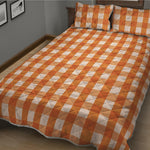 Burnt Orange And White Check Print Quilt Bed Set