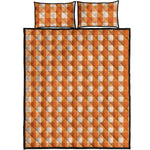 Burnt Orange And White Check Print Quilt Bed Set