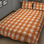 Burnt Orange And White Check Print Quilt Bed Set