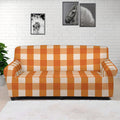 Burnt Orange And White Check Print Sofa Cover