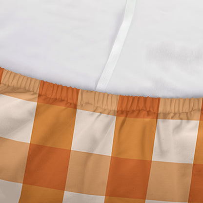 Burnt Orange And White Check Print Sofa Cover