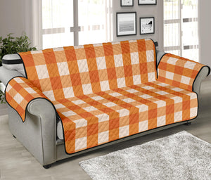 Burnt Orange And White Check Print Sofa Protector