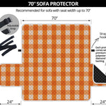 Burnt Orange And White Check Print Sofa Protector