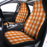 Burnt Orange And White Check Print Universal Fit Car Seat Covers