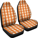 Burnt Orange And White Check Print Universal Fit Car Seat Covers