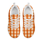 Burnt Orange And White Check Print White Sneakers
