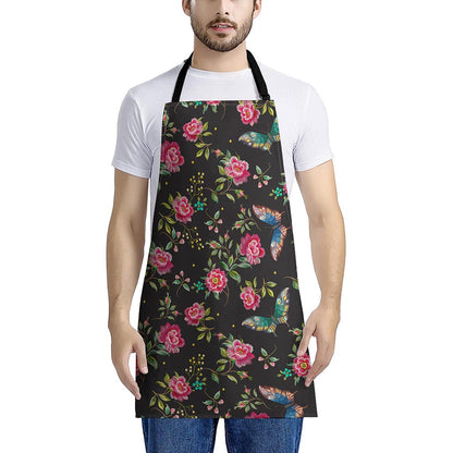 Butterfly And Flower Pattern Print Apron