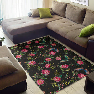 Butterfly And Flower Pattern Print Area Rug GearFrost