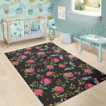 Butterfly And Flower Pattern Print Area Rug GearFrost