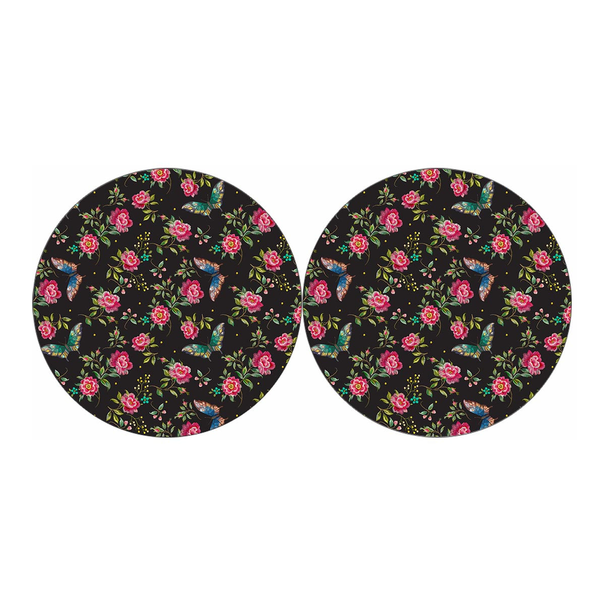 Butterfly And Flower Pattern Print Car Coasters