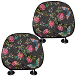 Butterfly And Flower Pattern Print Car Headrest Covers