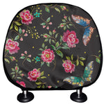 Butterfly And Flower Pattern Print Car Headrest Covers