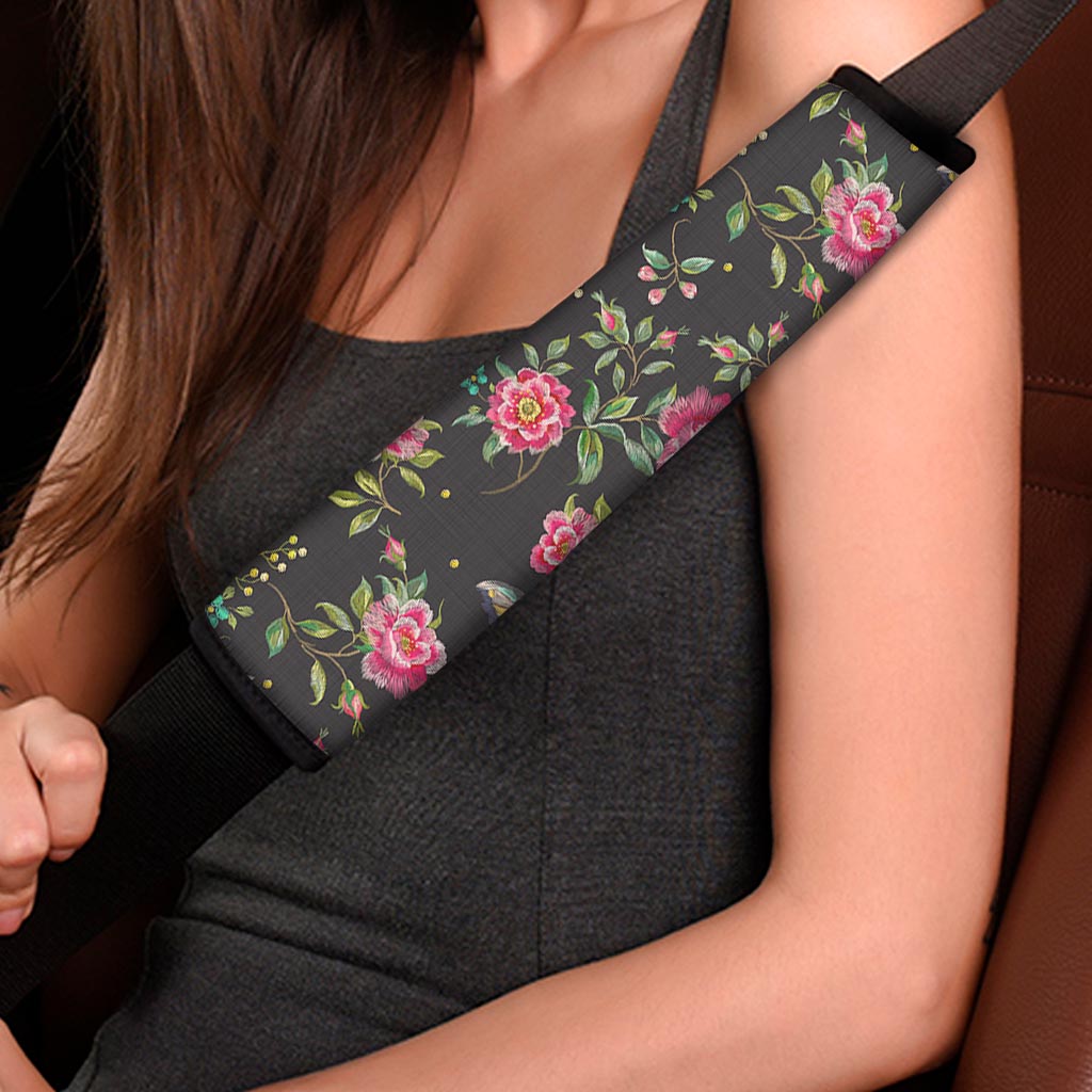 Butterfly And Flower Pattern Print Car Seat Belt Covers