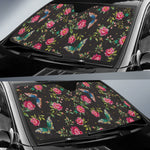 Butterfly And Flower Pattern Print Car Sun Shade GearFrost