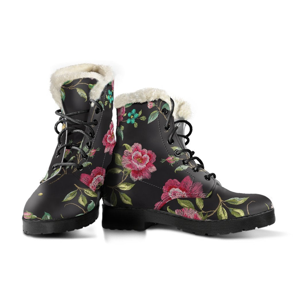 Butterfly And Flower Pattern Print Comfy Boots GearFrost