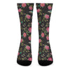 Butterfly And Flower Pattern Print Crew Socks