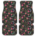 Butterfly And Flower Pattern Print Front and Back Car Floor Mats