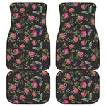 Butterfly And Flower Pattern Print Front and Back Car Floor Mats