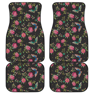 Butterfly And Flower Pattern Print Front and Back Car Floor Mats
