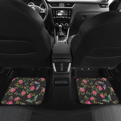 Butterfly And Flower Pattern Print Front and Back Car Floor Mats