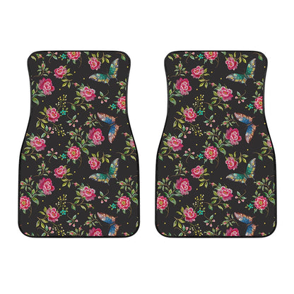 Butterfly And Flower Pattern Print Front Car Floor Mats