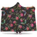 Butterfly And Flower Pattern Print Hooded Blanket