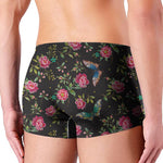 Butterfly And Flower Pattern Print Men's Boxer Briefs