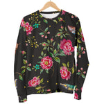 Butterfly And Flower Pattern Print Men's Crewneck Sweatshirt GearFrost