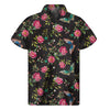 Butterfly And Flower Pattern Print Men's Short Sleeve Shirt