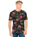 Butterfly And Flower Pattern Print Men's T-Shirt