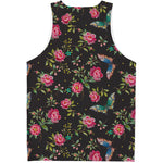 Butterfly And Flower Pattern Print Men's Tank Top