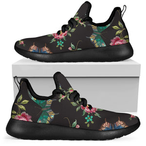 Butterfly And Flower Pattern Print Mesh Knit Shoes GearFrost