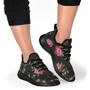 Butterfly And Flower Pattern Print Mesh Knit Shoes GearFrost